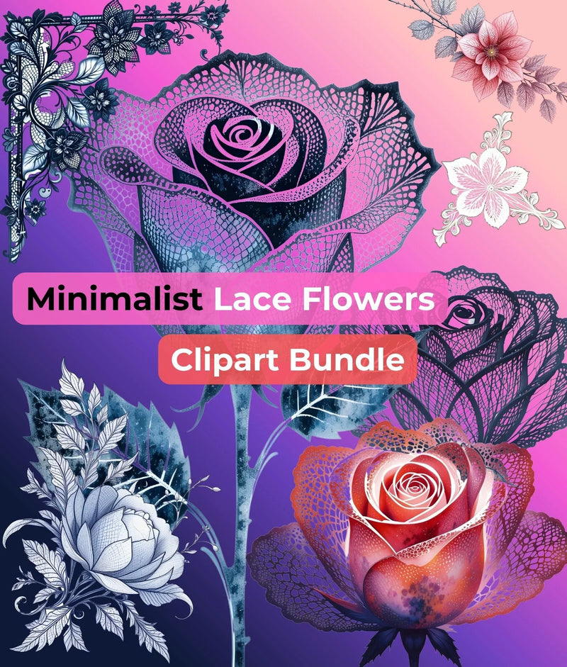 Minimalist Lace Flowers Clipart Bundle - CraftNest - Digital Crafting and Art