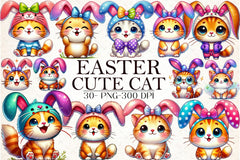 Cute Easter Cat Clipart Bundle - CraftNest - Digital Crafting and Art