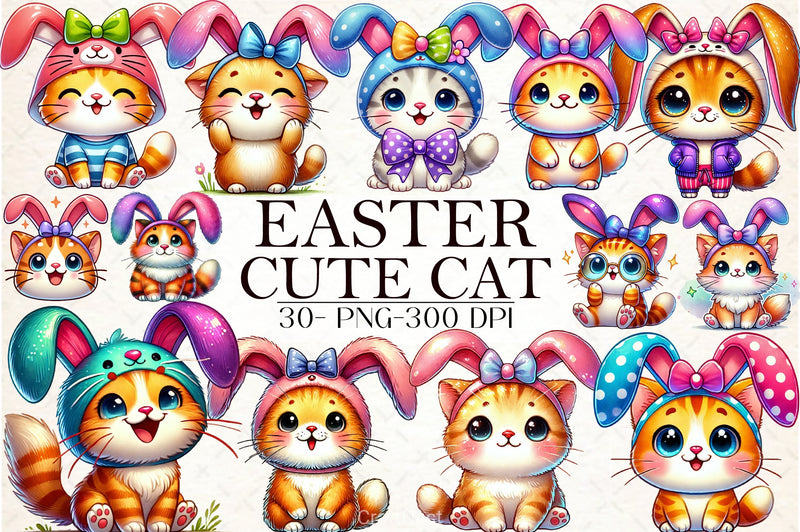 Cute Easter Cat Clipart Bundle - CraftNest - Digital Crafting and Art