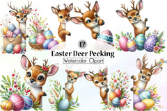 Easter Deer Peeking Clipart Bundle - CraftNest - Digital Crafting and Art