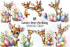 Easter Deer Peeking Clipart Bundle