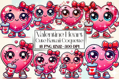 Kawaii Valentine Heart Clipart Bundle - CraftNest - Digital Crafting and Art