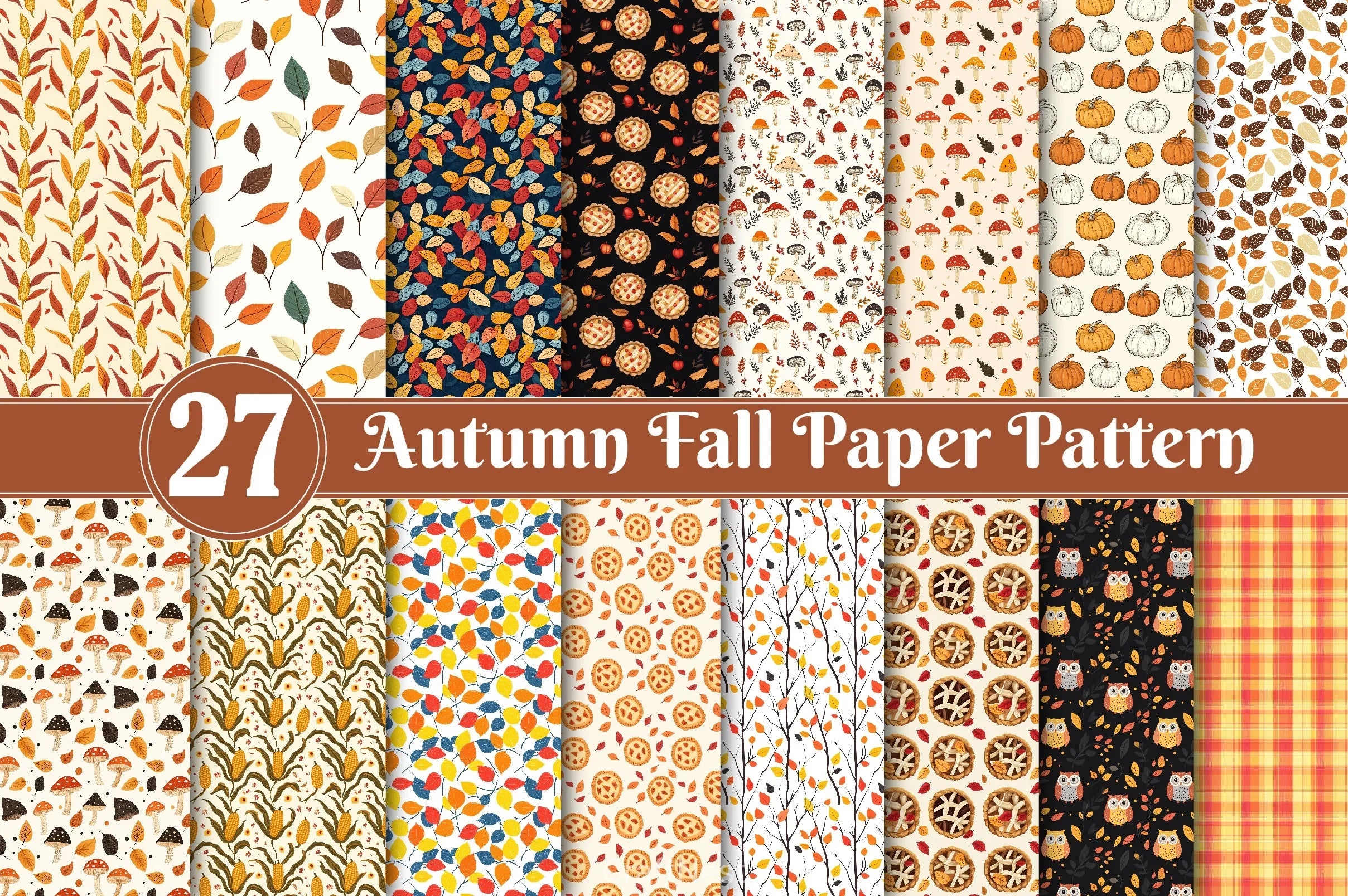Autumn Fall Paper Pattern Clipart Bundle - CraftNest - Digital Crafting and Art