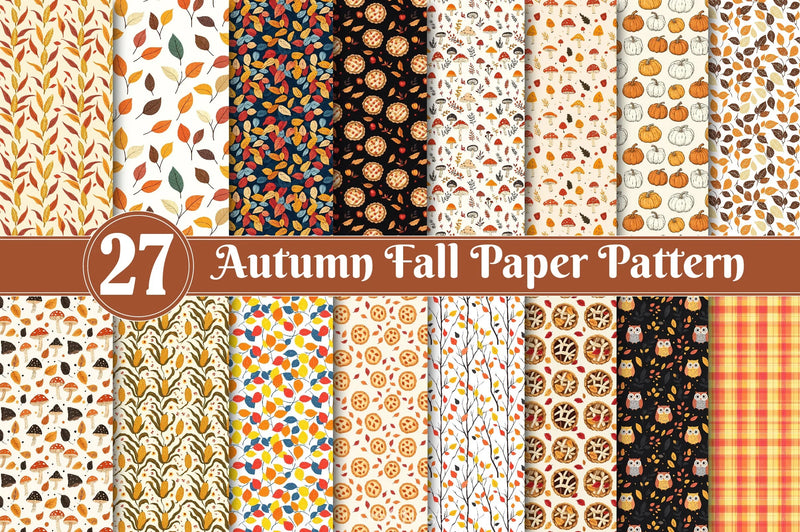 Autumn Fall Paper Pattern Clipart Bundle - CraftNest - Digital Crafting and Art