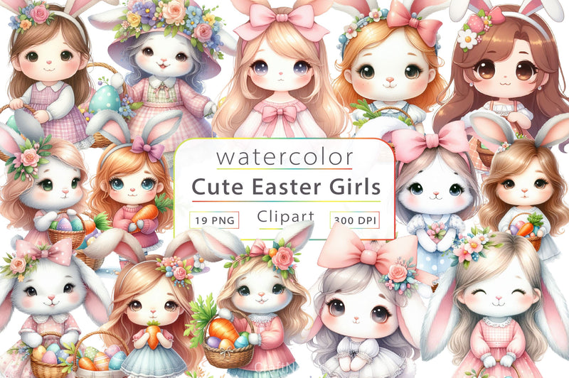 Easter Girls Clipart Bundle 3 - CraftNest - Digital Crafting and Art