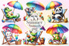 Summer Animals Relaxing On Beach Clipart Bundle 3