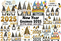 New Year Gnomes 2025 Clipart Bundle 4 - CraftNest - Digital Crafting and Art