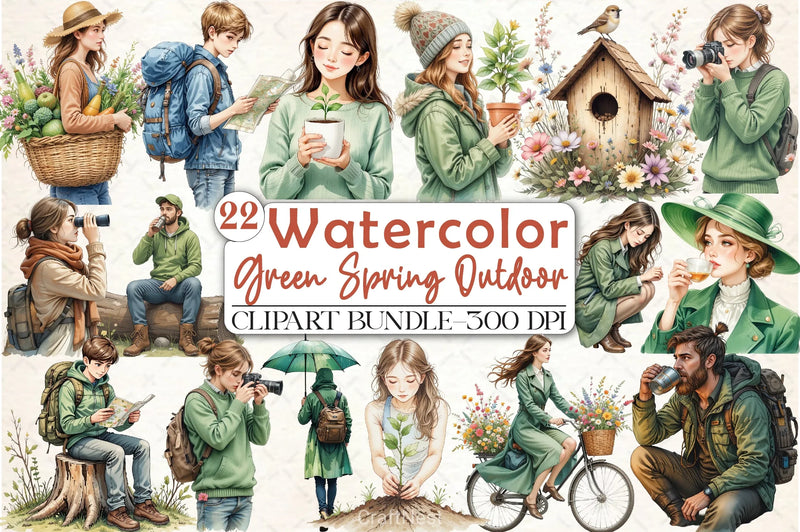 Green Spring Outdoor Cliparts Bundle - CraftNest - Digital Crafting and Art