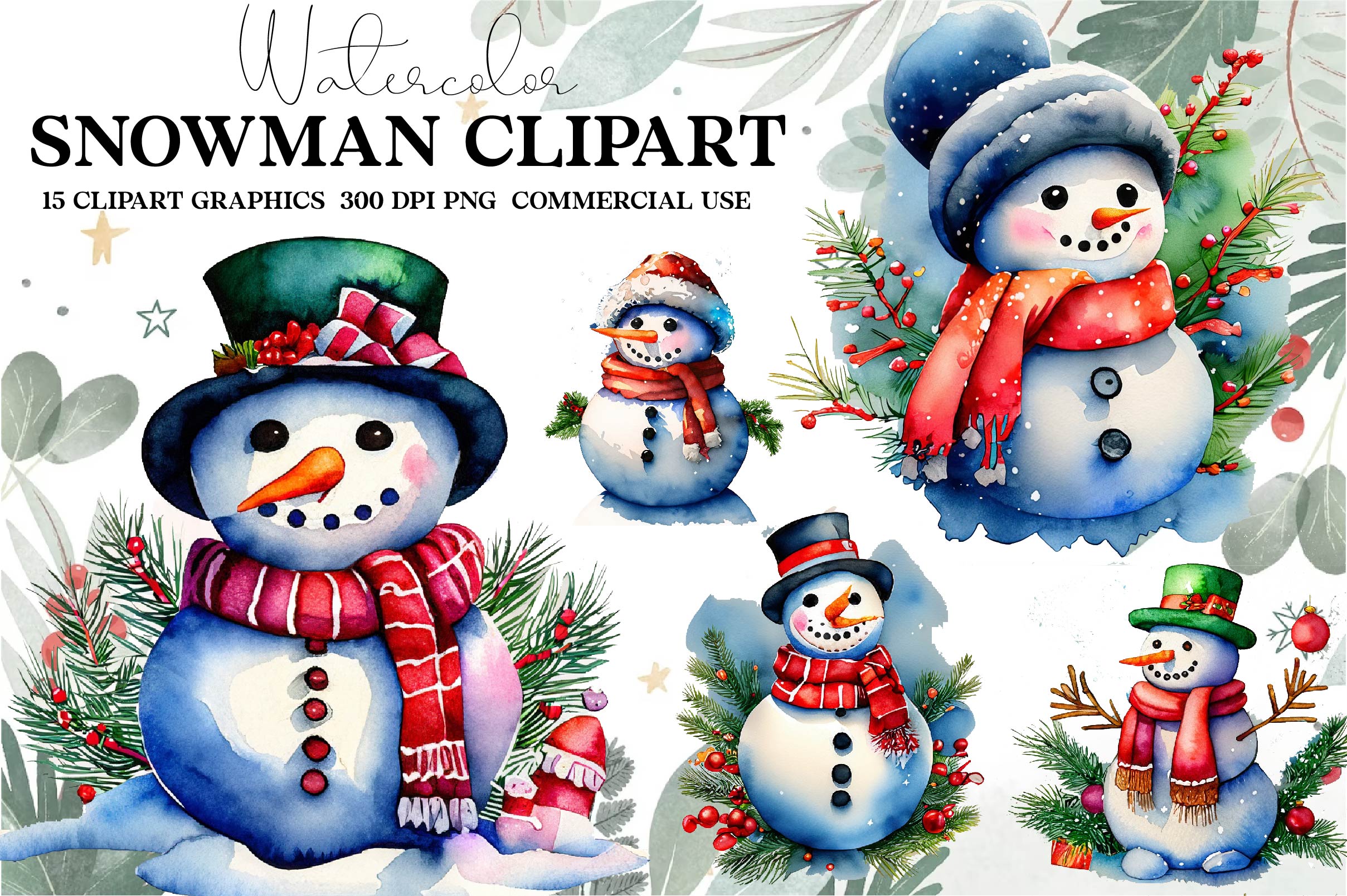Snowman Clipart Bundle 1 - CraftNest - Digital Crafting and Art