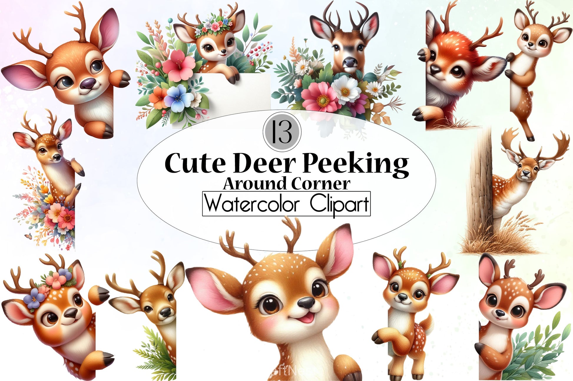 Cute Deer Clipart Bundle - CraftNest - Digital Crafting and Art