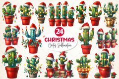 Christmas Cactus Clipart Bundle - CraftNest - Digital Crafting and Art