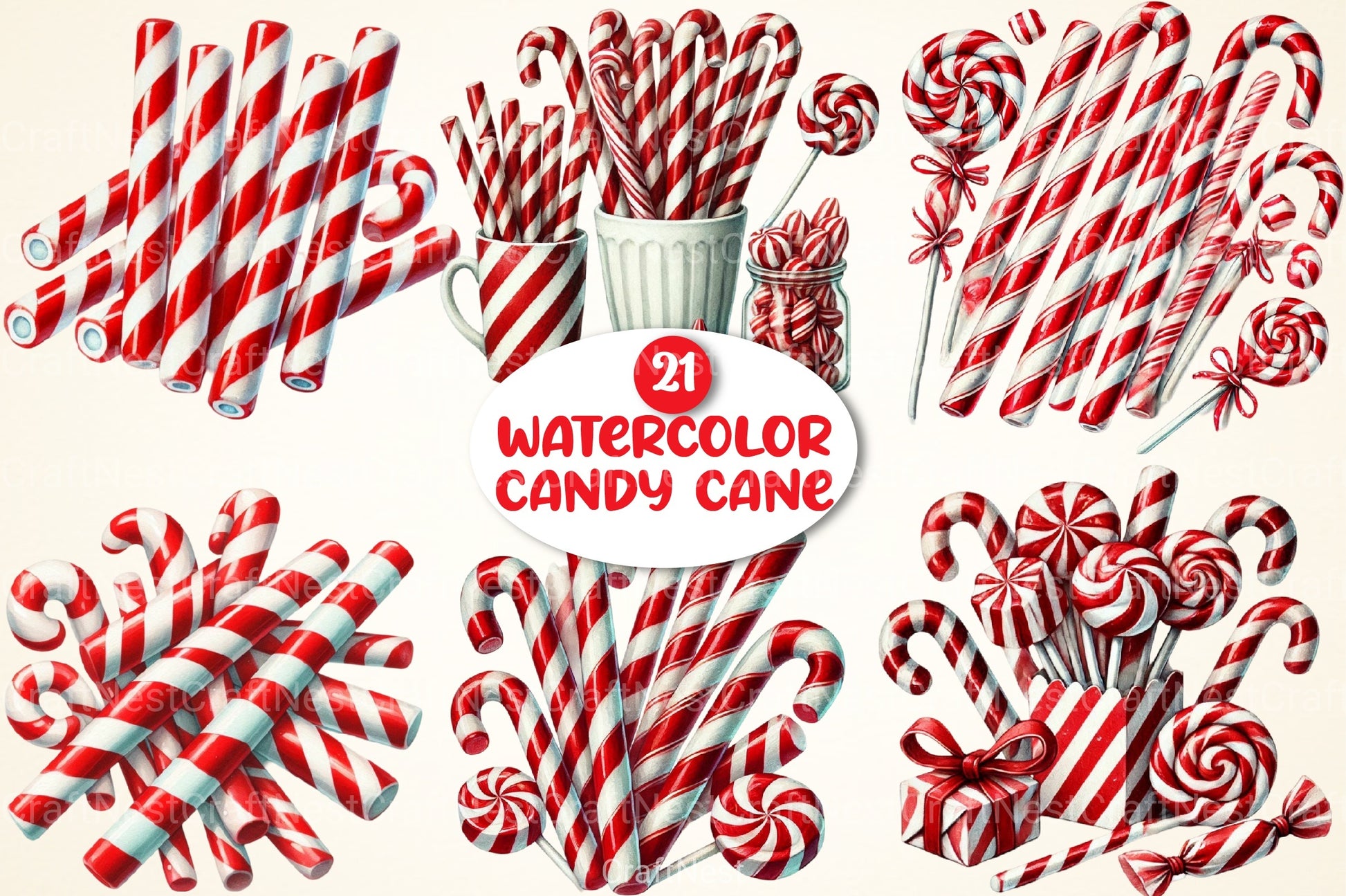 Candy Cane Clipart Bundle 2 - CraftNest - Digital Crafting and Art