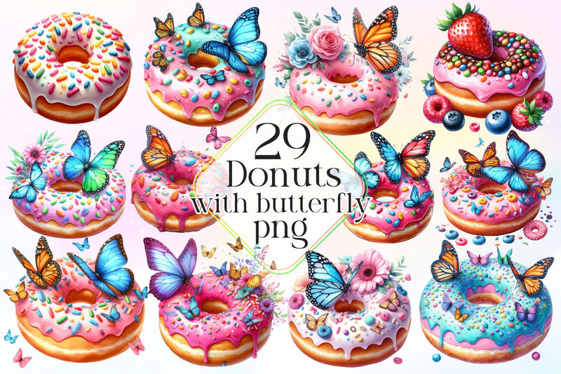 Butterfly Donuts Clipart Bundle - CraftNest - Digital Crafting and Art