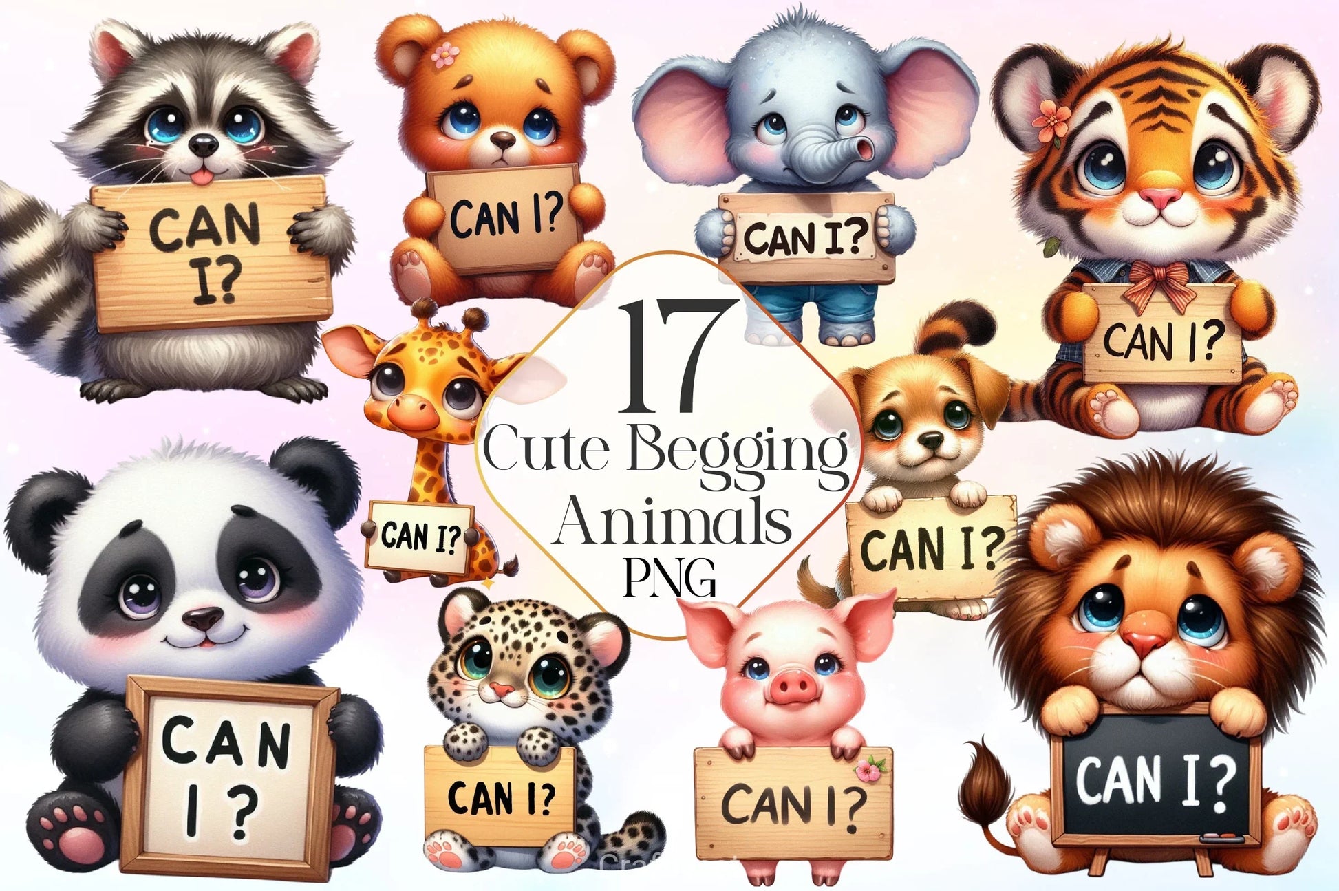 Cute Begging Animals Clipart Bundle - CraftNest - Digital Crafting and Art