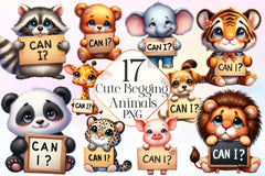 Cute Begging Animals Clipart Bundle - CraftNest - Digital Crafting and Art