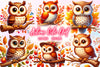 Autumn Cute Owl Clipart Bundle