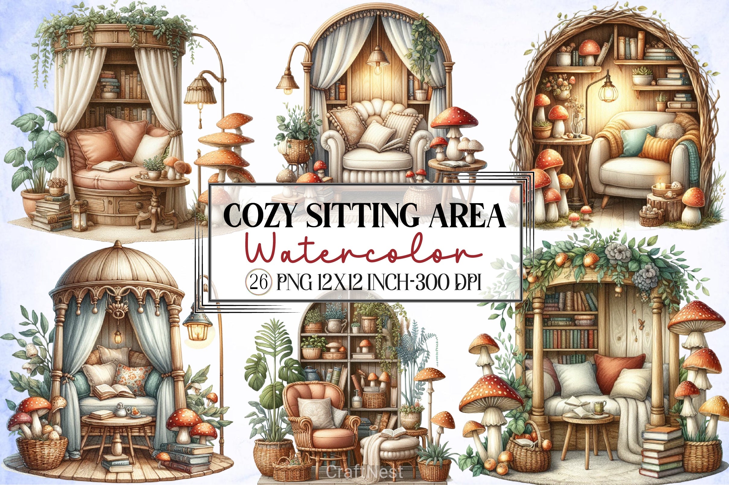 Cozy Sitting Area Clipart Bundle - CraftNest - Digital Crafting and Art