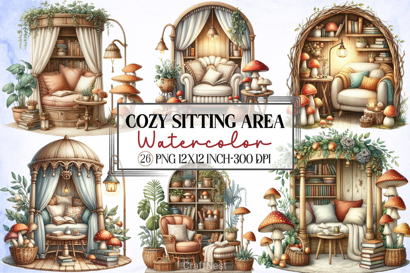 Cozy Sitting Area Clipart Bundle - CraftNest - Digital Crafting and Art