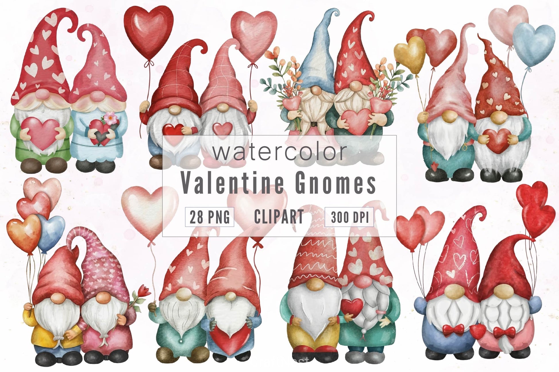 Valentine Gnomes Clipart Bundle 3 - CraftNest - Digital Crafting and Art