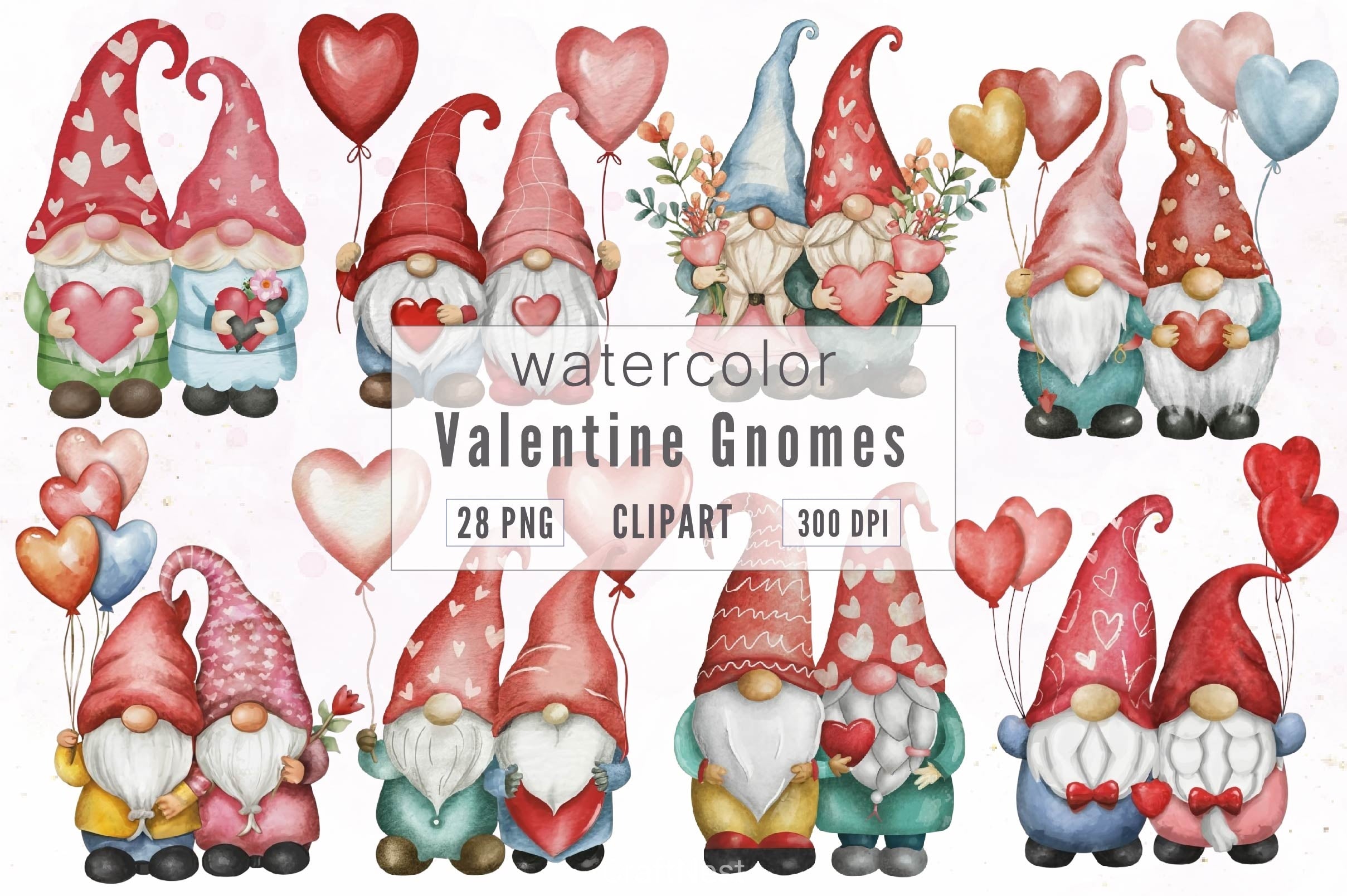 Valentine Gnomes Clipart Bundle 3 - CraftNest - Digital Crafting and Art