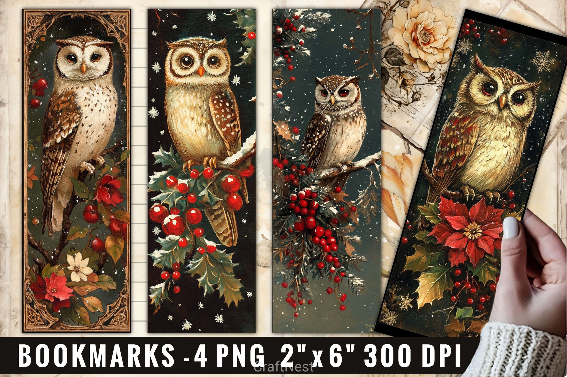 Christmas Owl Clipart Bundle 3 - CraftNest - Digital Crafting and Art