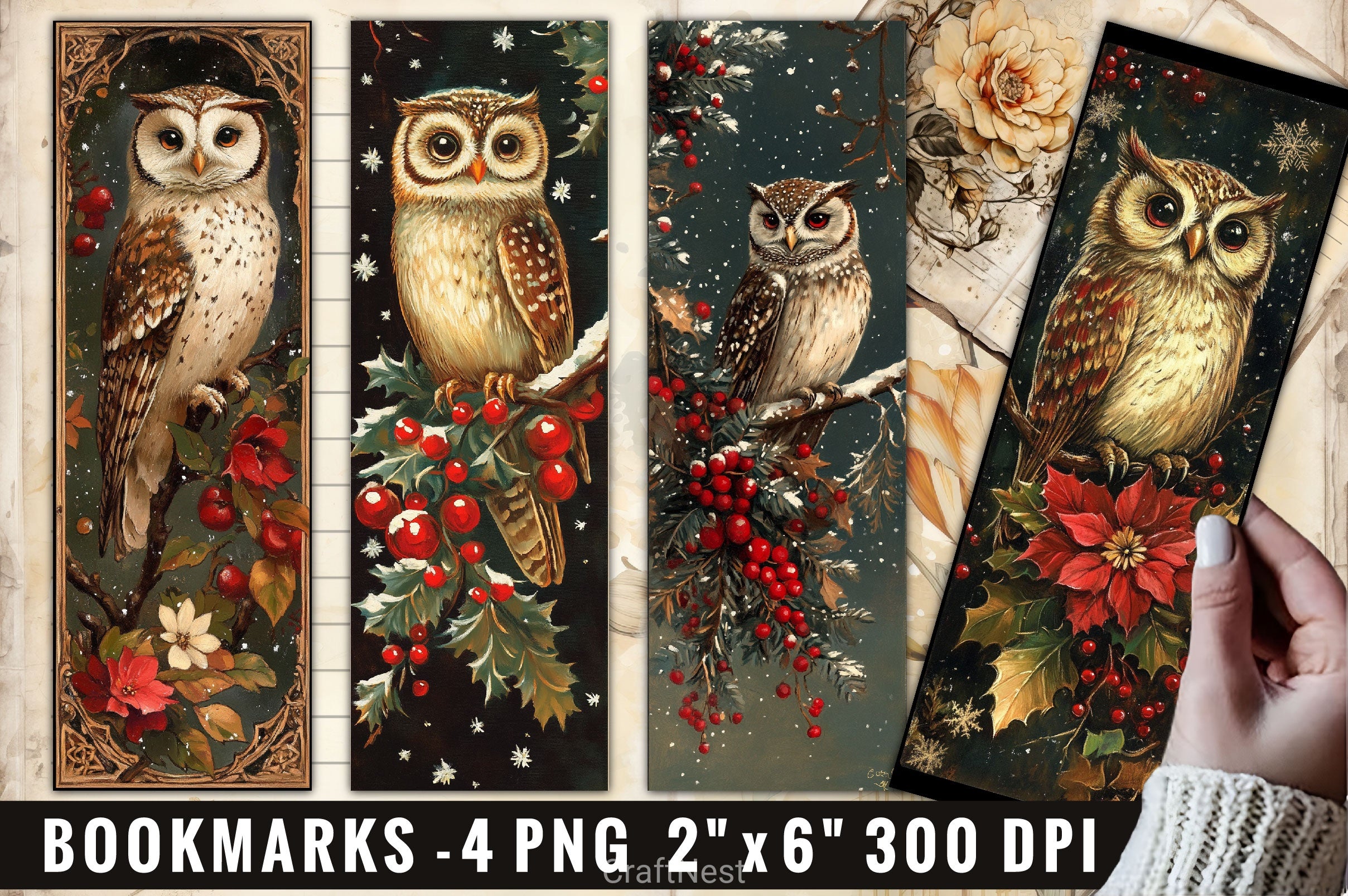 Christmas Owl Clipart Bundle 3 - CraftNest - Digital Crafting and Art