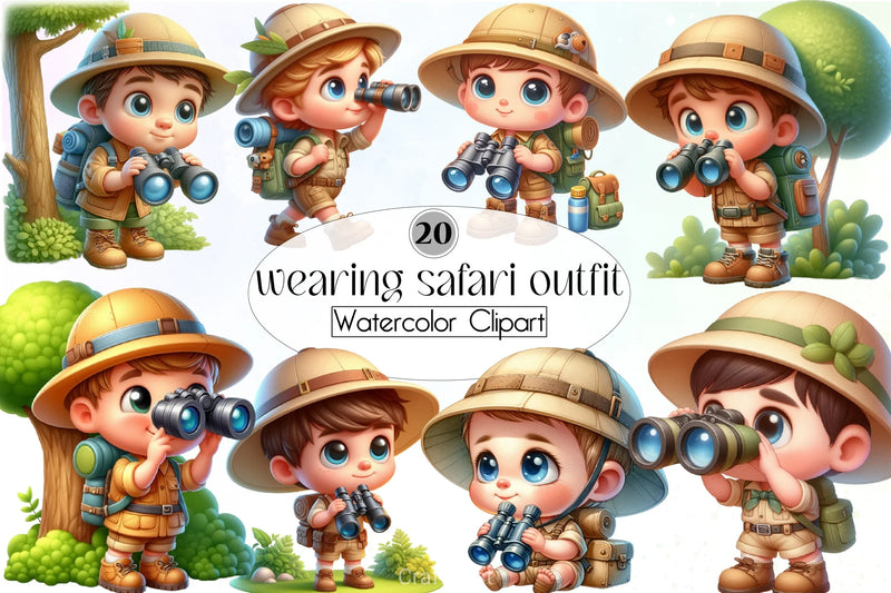 Safari Outfit Boy Clipart Bundle - CraftNest - Digital Crafting and Art