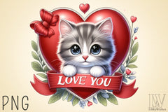Love You Cat Valentine's Day Clipart Bundle 5 - CraftNest - Digital Crafting and Art