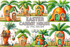 Easter Carrot House Clipart Bundle 1 - CraftNest - Digital Crafting and Art