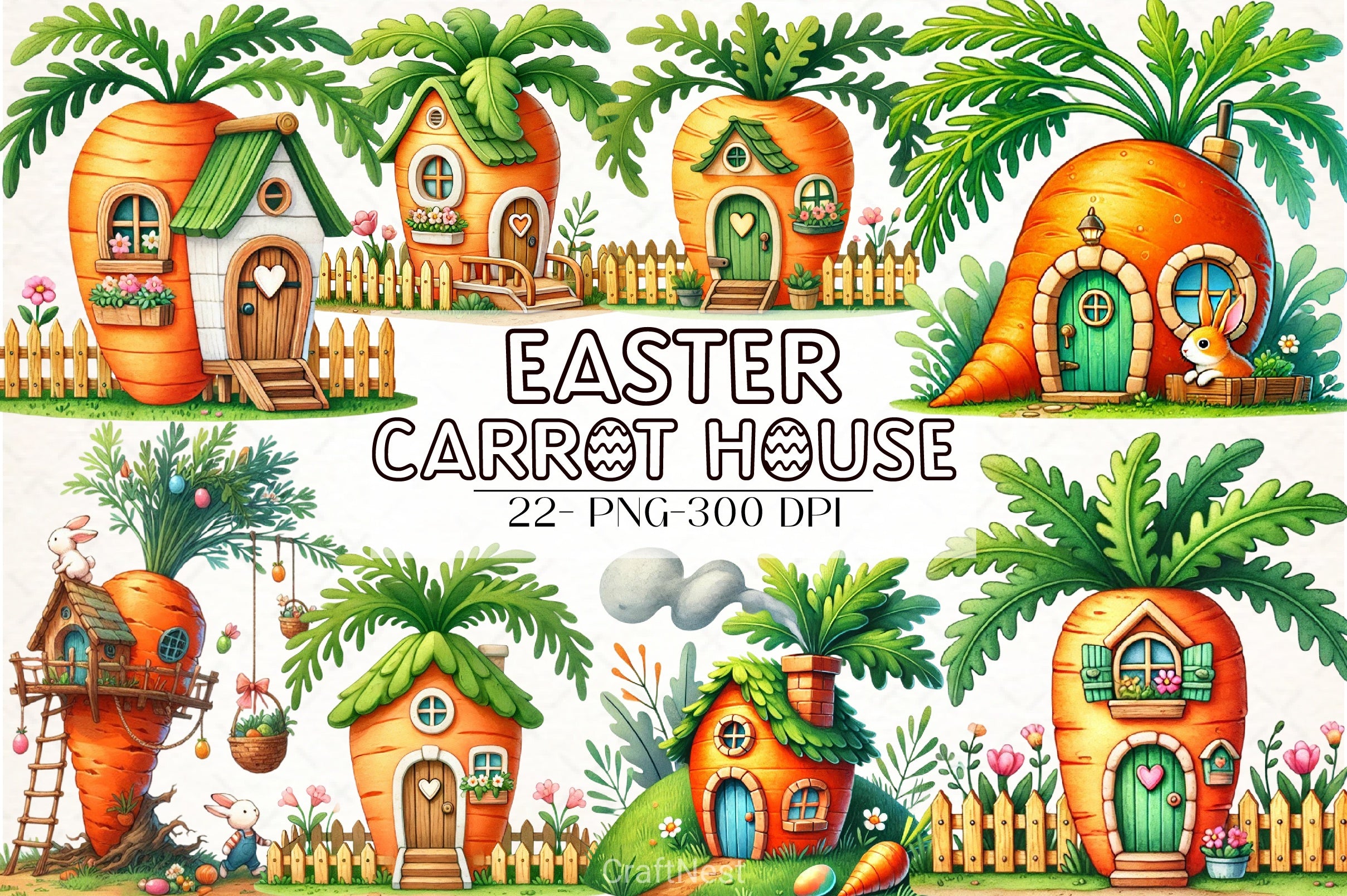 Easter Carrot House Clipart Bundle 1 - CraftNest - Digital Crafting and Art