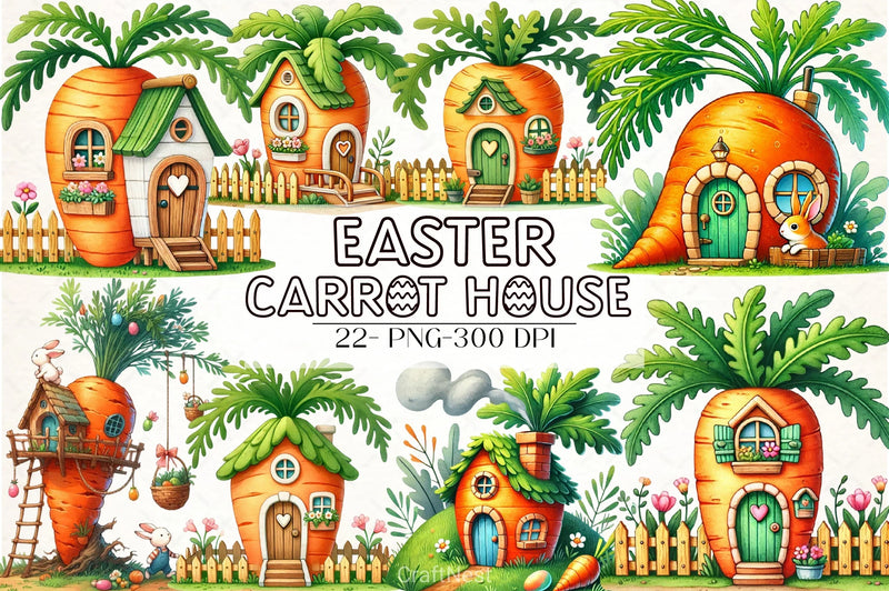 Easter Carrot House Clipart Bundle 1 - CraftNest - Digital Crafting and Art