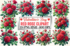 Valentine Red Rose Clipart Bundle - CraftNest - Digital Crafting and Art