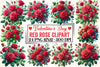 Valentine Red Rose Clipart Bundle