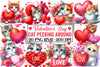 Cat Peeking Valentine Clipart Bundle