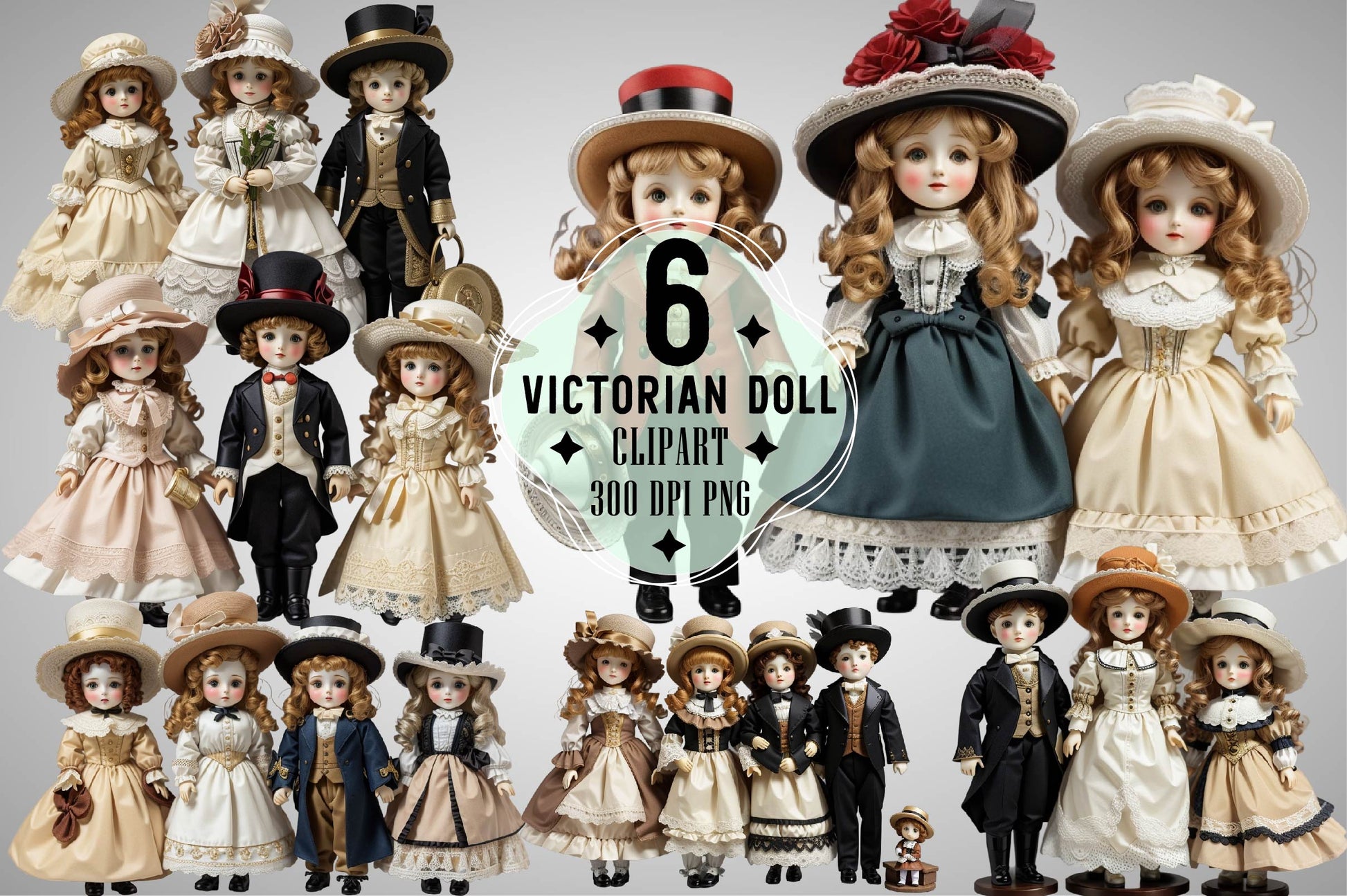 Victorian Doll Clipart Bundle - CraftNest - Digital Crafting and Art