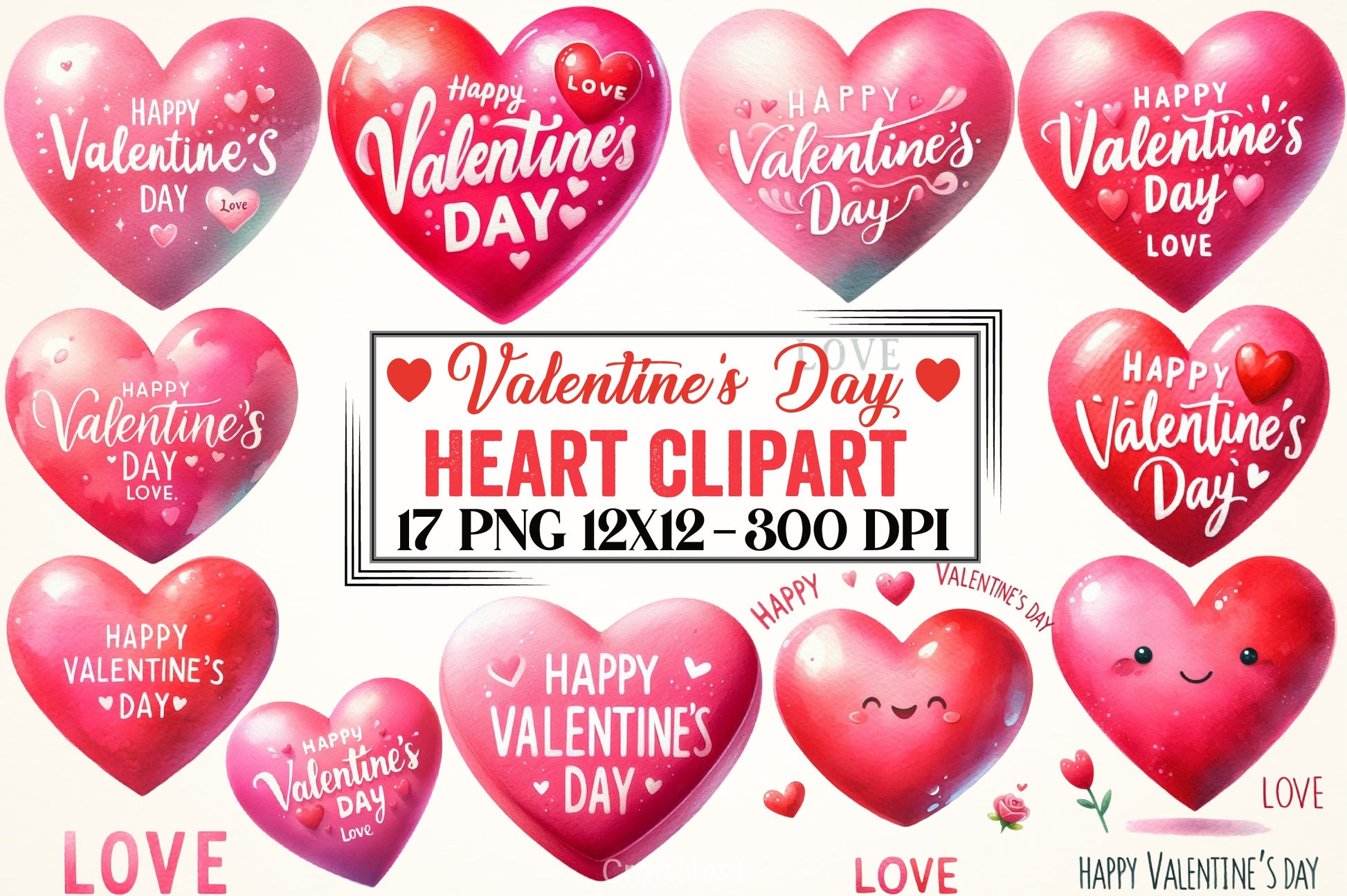 Valentine's Day Heart Clipart Bundle - CraftNest - Digital Crafting and Art