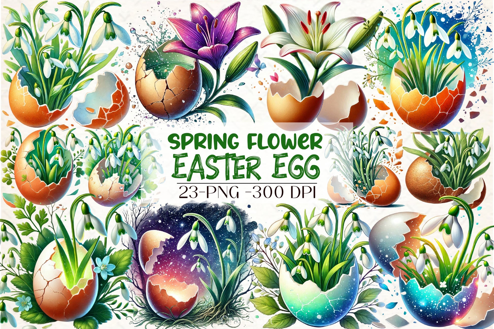 Spring Flower Easter Egg Clipart Bundle - CraftNest - Digital Crafting and Art