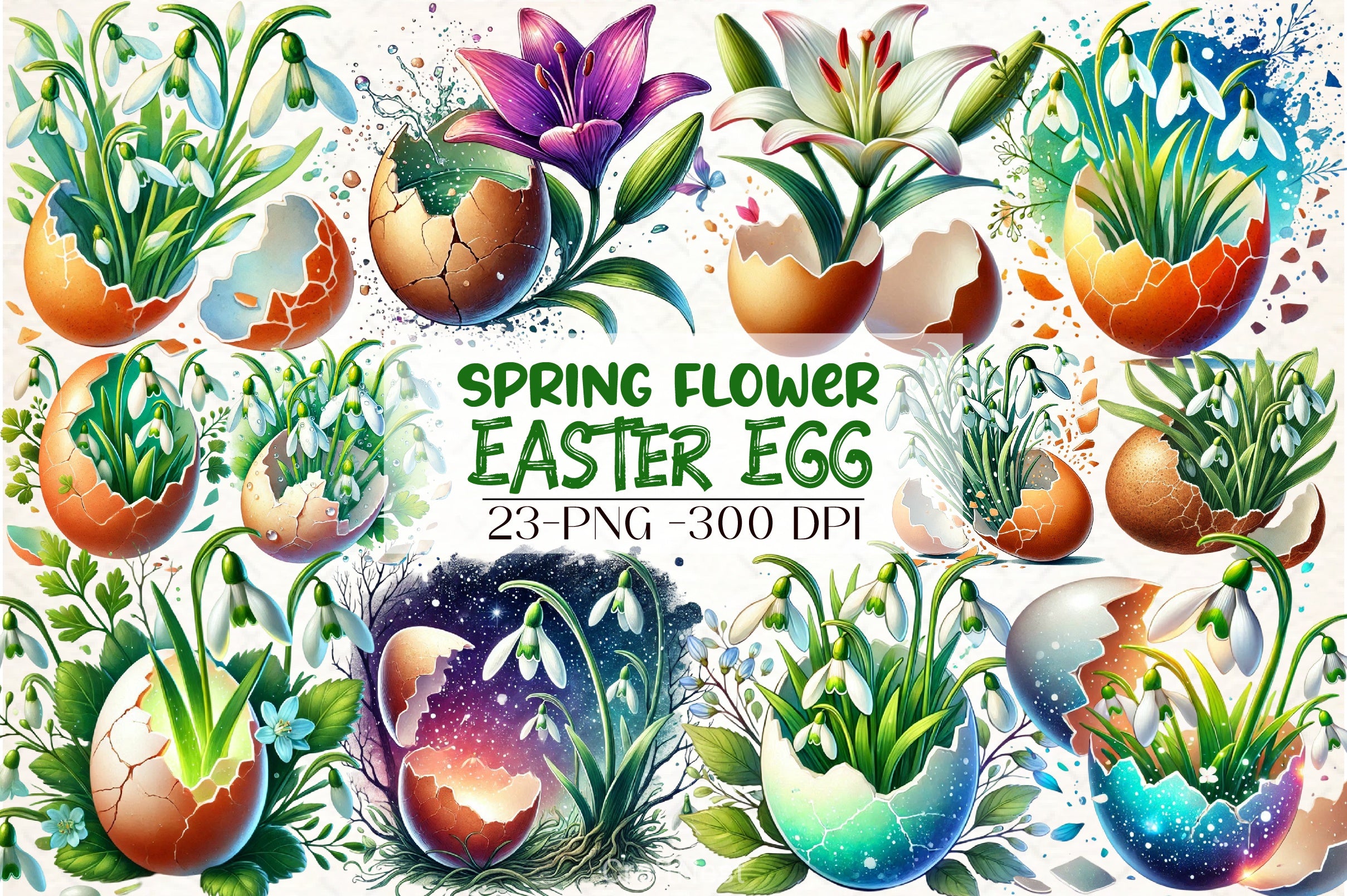 Spring Flower Easter Egg Clipart Bundle - CraftNest - Digital Crafting and Art