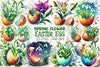 Spring Flower Easter Egg Clipart Bundle