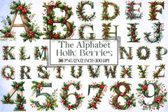 Alphabet Holly Berries Clipart Bundle - CraftNest - Digital Crafting and Art