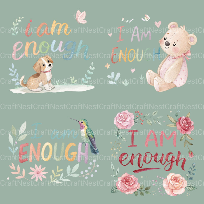 I Am Enough Words Clipart Bundle - CraftNest - Digital Crafting and Art