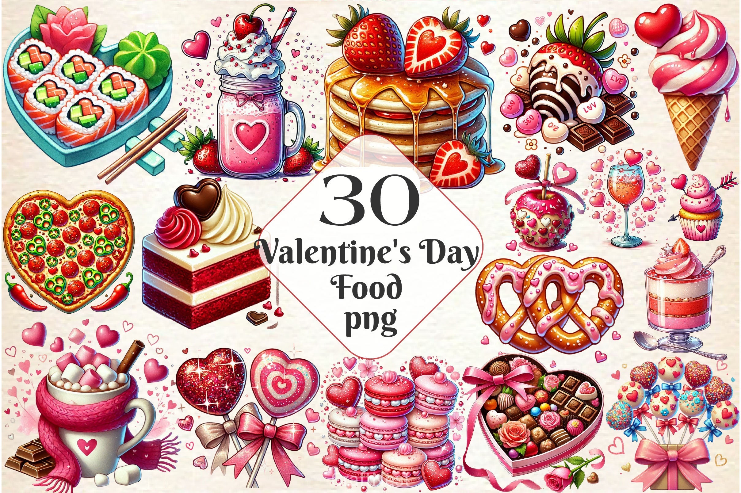 Valentines Day Food Clipart Bundle 2 - CraftNest - Digital Crafting and Art