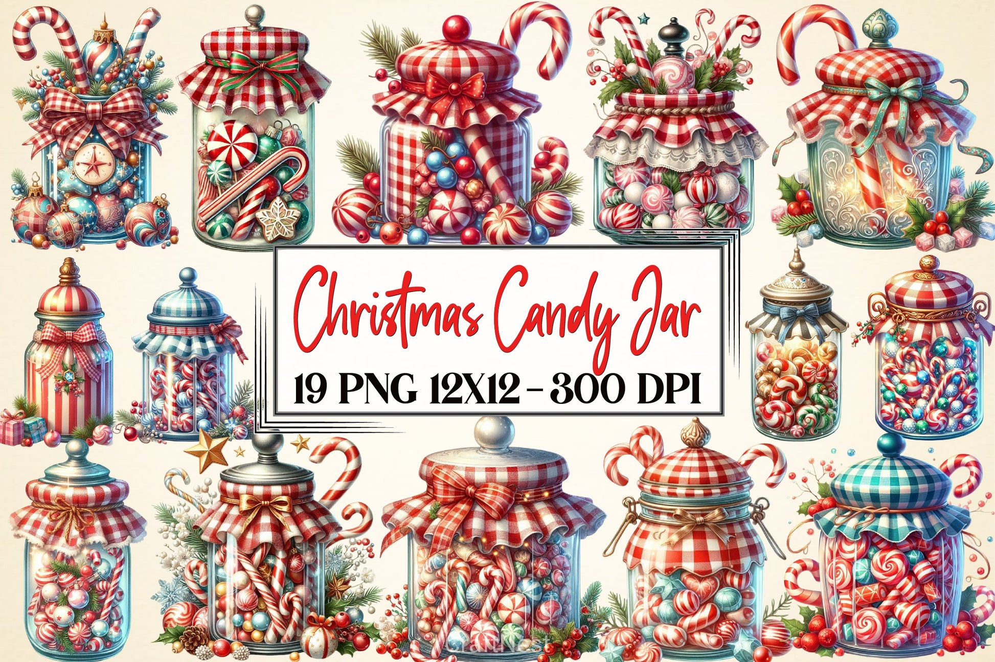 Christmas Candy Jar Clipart Bundle - CraftNest - Digital Crafting and Art