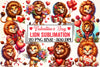 Valentine's Day Lion Clipart Bundle