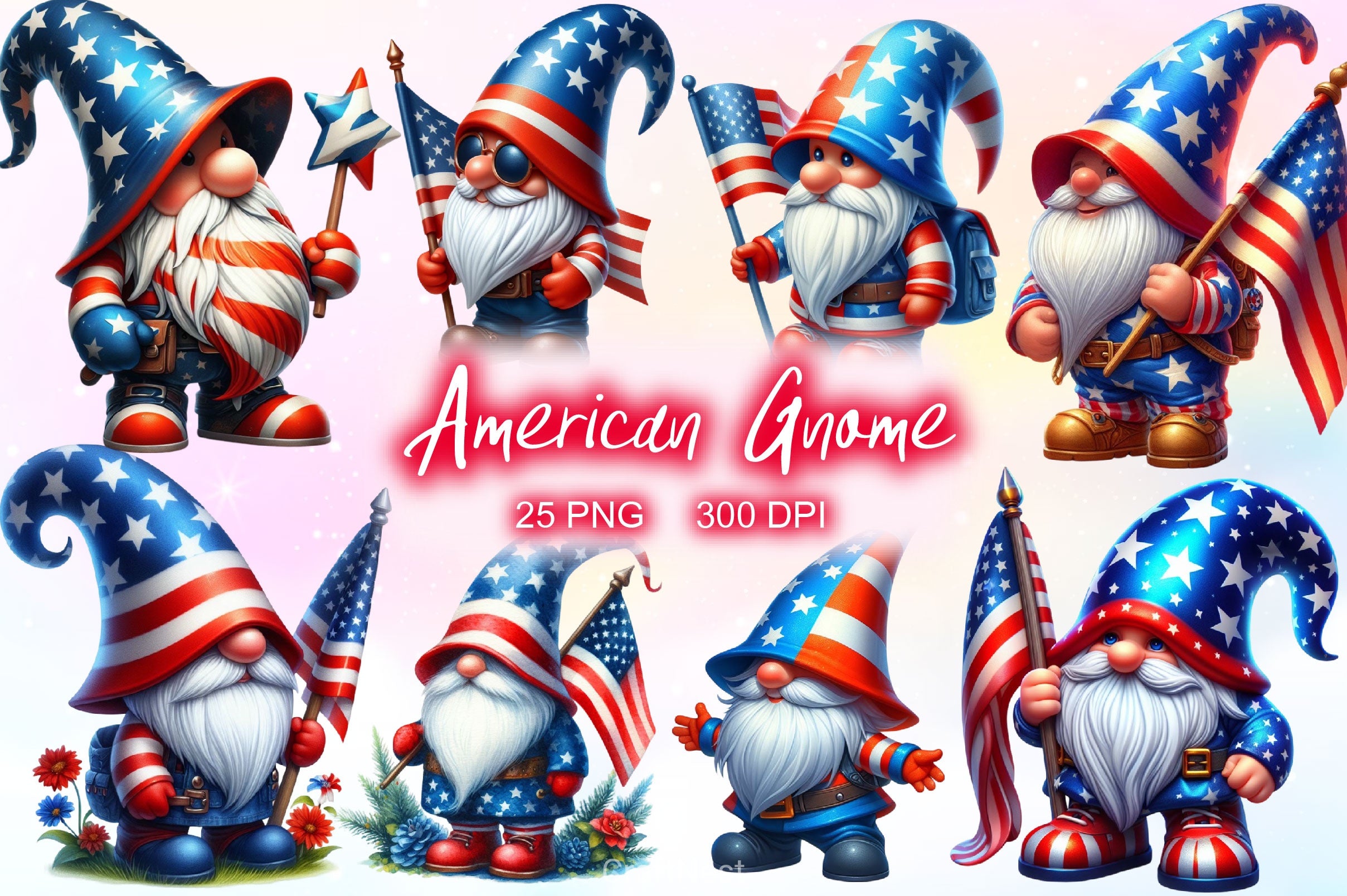 4th Of July Gnome Clipart Bundle 2 - CraftNest - Digital Crafting and Art