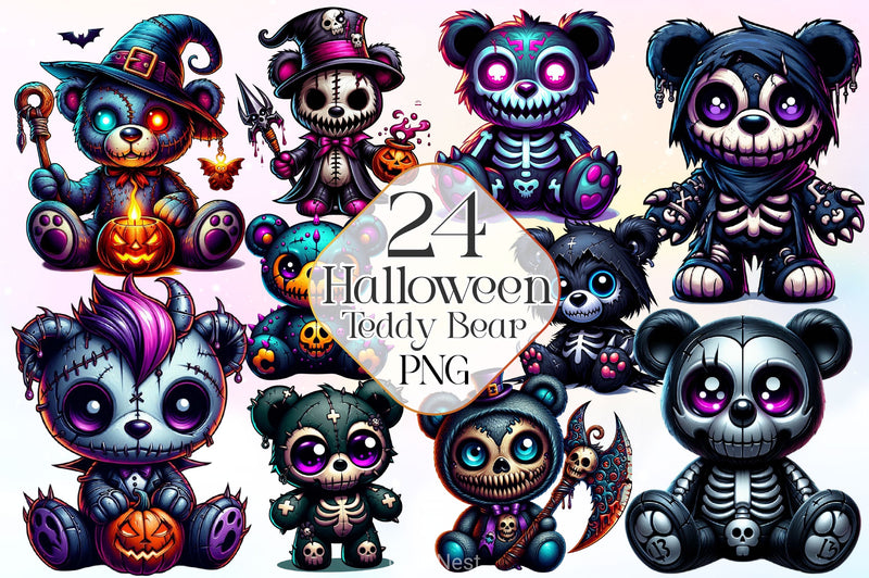 Halloween Scary Teddy Bear Clipart Bundle 2 - CraftNest - Digital Crafting and Art