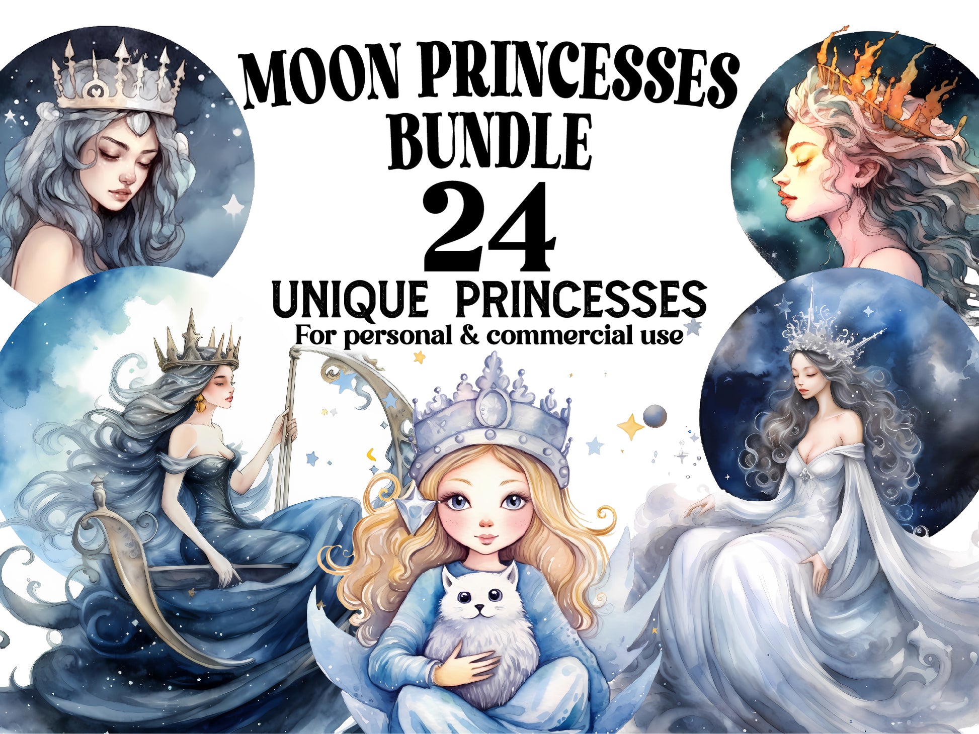 Moon Princesses Clipart - CraftNest