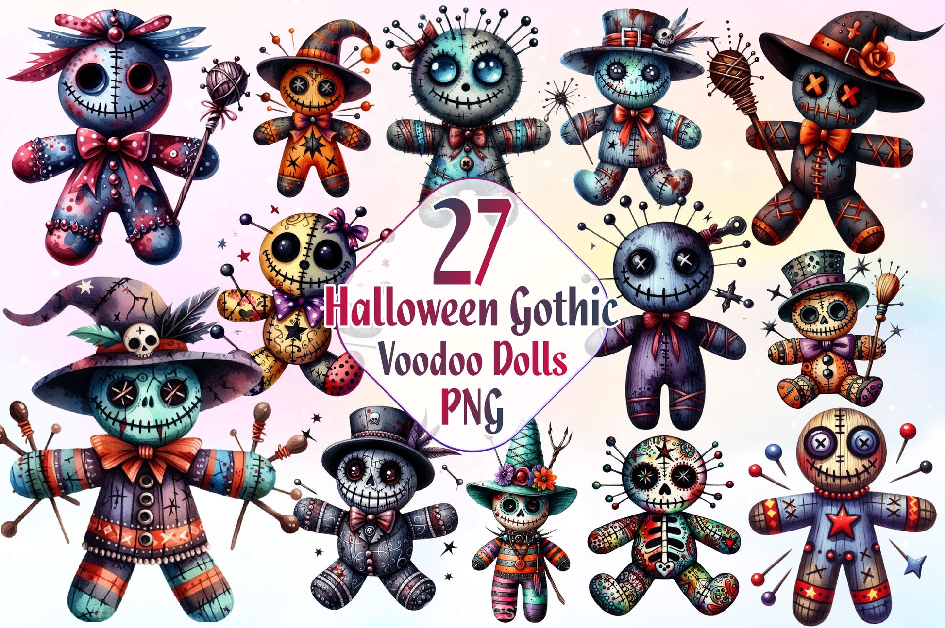 Halloween Gothic Voodoo Doll Clipart Bundle 3 - CraftNest - Digital Crafting and Art