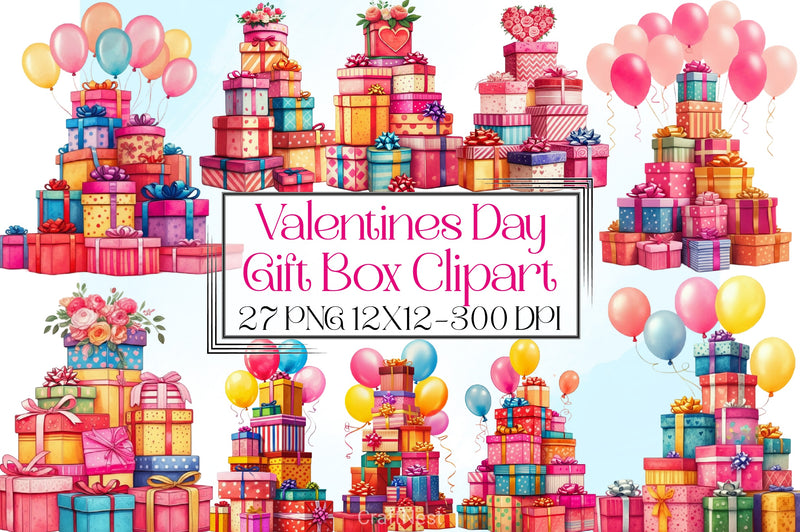 Valentine's Day Gift Box Clipart Bundle - CraftNest - Digital Crafting and Art