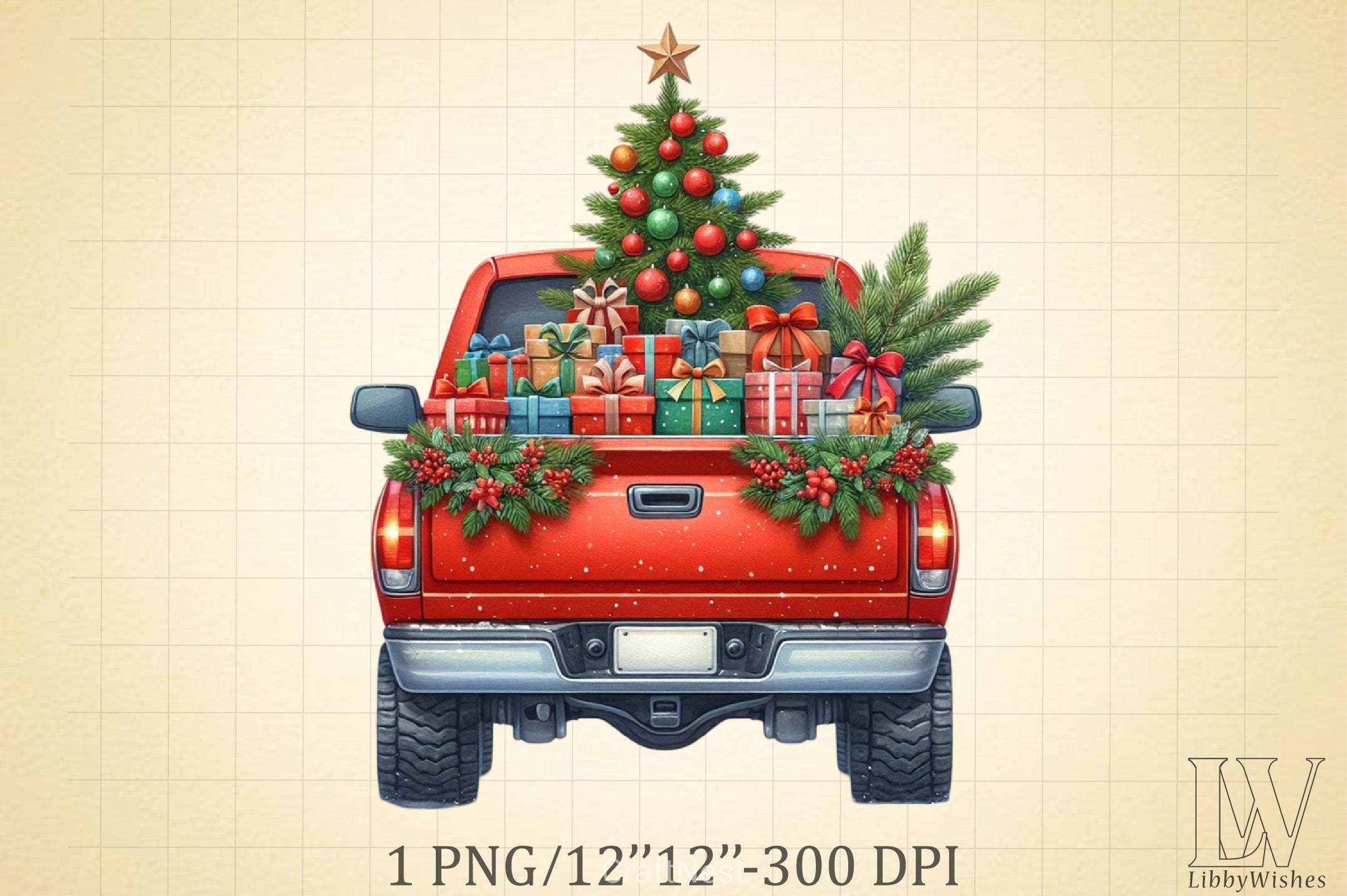 Christmas Truck Clipart Bundle 7 - CraftNest - Digital Crafting and Art